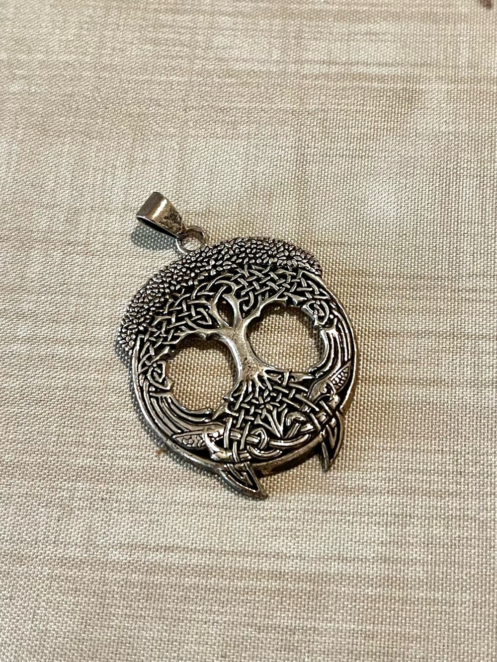 Silver-Tone Celtic Tree of Life Pendant Necklace